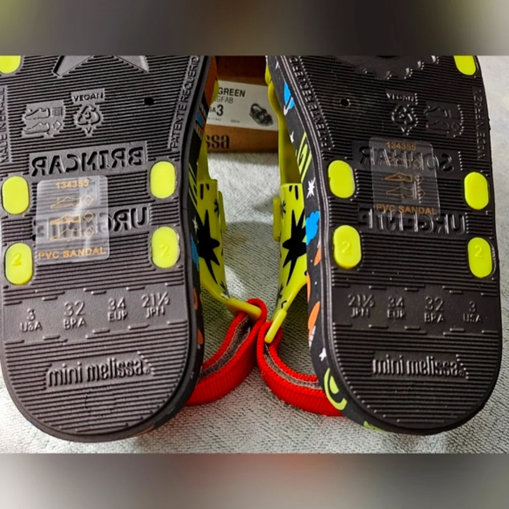 Mini Melissa x Fábula Space Rocket Ping Pong Sandals Unisex Kid's Size 3​ NEW